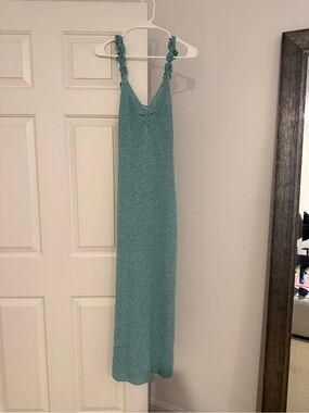 Sleeveless Teal Maxi Dress with Knotted Straps
